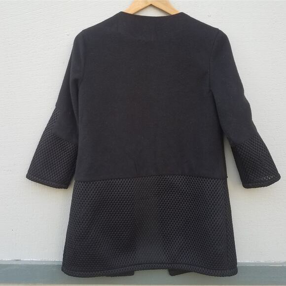 Yan Yan | Black Button Up Jacket w/ Mesh Details - Picture 2 of 6